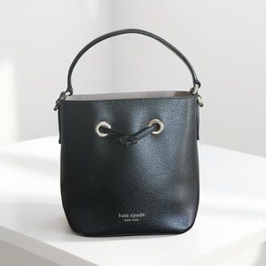 Kate Spade Mini Black Leather Bucket Top Handle Handbag!